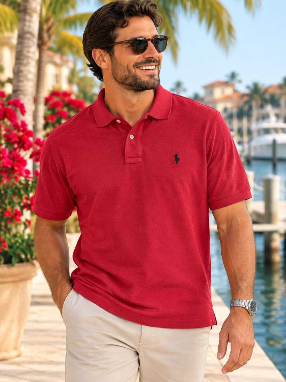Polo Ralph Lauren Men's XL Red Polo Shirt Black Pony Logo Short Sleeve